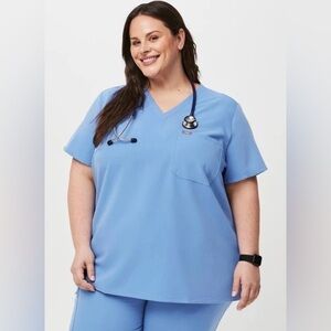 FIGS Catarina Scrub Top in Cool Blue
